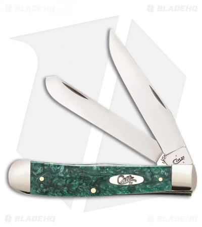 Case Trapper Knife 4.125" Green Sparkle Kirinite (10254 SS) 32580 3 Case Trapper Knife 4.125" Green Sparkle Kirinite (10254 SS) 32580