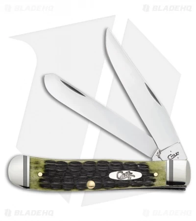 Case Trapper Traditional Knife 4.125" OD Green Crandall Jig Bone (6254 SS) 22541 3 Case Trapper Traditional Knife 4.125" OD Green Crandall Jig Bone (6254 SS) 22541