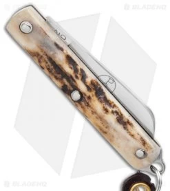 GEC #05 Keychain Knife Sambar Stag (1.5" Plain) -Knives Shop GEC 05 Keychain Knife Sambar Stag 1.5 Plain BHQ 134546 LS Side