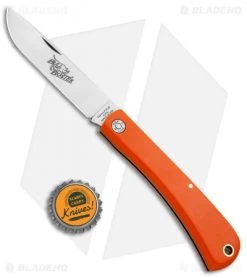 GEC #21 Farm & Field Bull Buster Slip Joint Orange Delrin (4.625"Satin) 215119 -Knives Shop GEC 21 Farm and Field Bull Buster SJ Orange Delrin Satin 215119 BHQ 93435 jr bottlecap