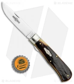 GEC #23 Pioneer Trapper Knife 3.75" Liner Lock Antique Autumn Natural Bone -Knives Shop GEC 23 Pioneer Trapper LL Antique Autumn Natural Bone BHQ 115084 jr bottlecap