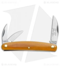 GEC #62 Farm & Field 3.875" Pocket Carver Knife Natural Linen Micarta