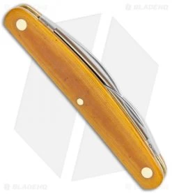 GEC #62 Farm & Field 3.875" Pocket Carver Knife Natural Linen Micarta -Knives Shop GEC 62 Farm and Field Natural Linen Micarta BHQ 113271 jr side