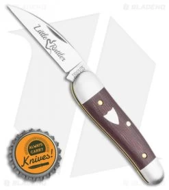 GEC Tidioute Cutlery Little Rattler Traditional Pocket Knife Red Coral Micarta -Knives Shop GEC Little Rattler Red Coral Canvas Micarta Slipjoint 190120 BHQ 118295 LS Bottlecap