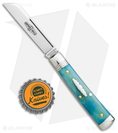 GEC Northfield UN-X-LD Wharncliffe Pocket Knife Blue Camel Bone (3.75" Satin) 6 GEC Northfield UN-X-LD Wharncliffe Pocket Knife Blue Camel Bone (3.75" Satin) - Image 4