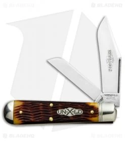 GEC #86 Northfield UN-X-LD Oil Field Jack Pocket Knife Gold Jigged Bone 861219