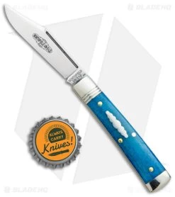 GEC Northfield UN-X-LD Clip Point Pocket Knife Blue Camel Bone (3.75" Satin) -Knives Shop GEC Northfield UN X LD Smooth Camel Bone BHQ 139540 jr bottlecap