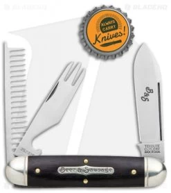 GEC Tidioute Cutlery Beer & Sausage 3.75" Pocket Knife Gabon Ebony -Knives Shop GEC Tidioute Cutlery Beer and Sausage Gabon Ebony BHQ 116591 jr bottlecap
