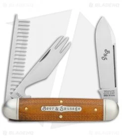 GEC Tidioute Cutlery Beer & Sausage 3.75" Pocket Knife Natural Canvas Micarta