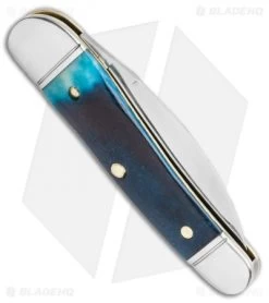 GEC Northfield UN-X-LD Little Rattler Knife Blue Teal Natural Bone (2" Satin) -Knives Shop GEC Tidioute Cutlery Northfield Pocket Knife Snakeskin Acrylic 2 Satin BHQ 118842 LS Side