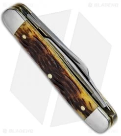 GEC #66 Tidioute Cutlery Stockman Pocket Knife 3.3" Autumn Jig Bone 661317 -Knives Shop GEC Tidioute Cutlery Stockman Autumn Jig Bone GEC661317A BHQ 74109 jr side
