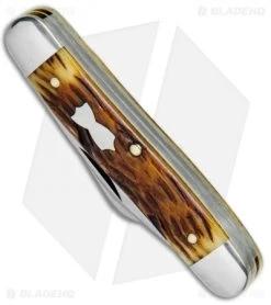 GEC #66 Tidioute Cutlery Stockman Pocket Knife 3.3" Autumn Jig Bone 661317 -Knives Shop GEC Tidioute Cutlery Stockman Autumn Jig Bone GEC661317A BHQ 74109 jr spine