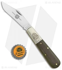 GEC Two Acorn Barlow Knife 3.75" Green Linen Micarta 861121 -Knives Shop GEC Trapper Green Canvas Micarta 861121 BHQ 136945 jr bottlecap 2