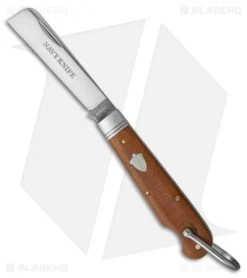 GEC #15 Navy Pocket Knife 3.375" Natural Canvas Micarta 15S116