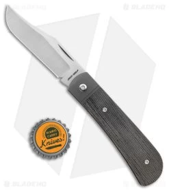 Jack Wolf Knives Benny's Clip Slip Joint Knife Black Canvas Micarta (3" Satin) -Knives Shop Jack Wolf Knives Bennys Clip SJ Black Canvas Micarta Satin BHQ 141958 jr bottlecap