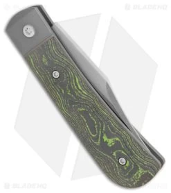 Jack Wolf Knives Benny's Clip Slip Joint Camo Carbon Toxic Green (3" Satin) -Knives Shop Jack Wolf Knives Bennys Clip SJ Camo Carbon Toxic Green Satin BHQ 141957 jr side