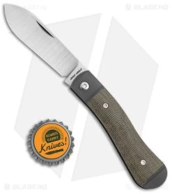 Jack Wolf Knives K9 Jack Slip Joint Pocket Knife OD Green Micarta (2.9" Satin) -Knives Shop Jack Wolf Knives K9 Jack SJ Pocket Knife OD Green Micarta Satin BHQ 141934 jr bottlecap