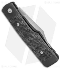 Jack Wolf Knives Sharpshooter Jack Slip Joint Knife Black Micarta (3" Satin) -Knives Shop Jack Wolf Knives Sharpshooter Jack Black Micarta Slipjoint 2in Satin BHQ 141933 td side