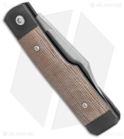 Jack Wolf Knives Sharpshooter Jack Slip Joint Knife Natural Micarta (3" Satin) -Knives Shop Jack Wolf Knives Sharpshooter Jack Natural Micarta Slipjoint 2in Satin BHQ 141932 td side