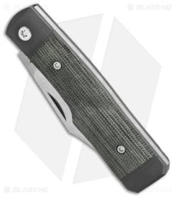 Jack Wolf Knives Sharpshooter Jack Slip Joint Knife OD Green Micarta (3" Satin) -Knives Shop Jack Wolf Knives Sharpshooter Jack OD Green Micarta Slipjoint 2in Satin BHQ 141931 td side