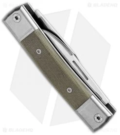 LionSteel BestMan 2-Bladed Traditional Knife Green Micarta (2.88" Satin) BHQ -Knives Shop LionSteel BestMan 2 Bladed Tradition SJ Green Micarta Satin BM13 CVG BHQ 94386 jr side