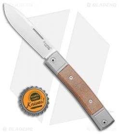 LionSteel BestMan 2 Traditional Slip Joint Knife Natural Micarta (2.875" Satin) -Knives Shop LionSteel BestMan 2 DP Traditional SJ Natural Micarta Satin BHQ 109500 jr bottlecap