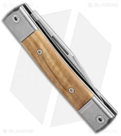 LionSteel BestMan Traditional Slip Joint Knife Olive Wood (2.88" Satin) -Knives Shop LionSteel BestMan Tradition SJ Santos Wood Satin BM1 ST BHQ 94376 jr side