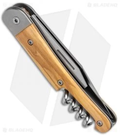 LionSteel Jack Slip Joint Knife Three Function Santos Wood (3" Satin M390) -Knives Shop LionSteel Jack Screwdriver Corkscrew SJ Ti Liner Olive Wood BHQ 125733 jr side
