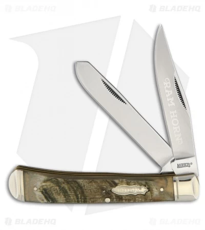 Marble's Buff Thrust Trapper Brown Ram's Horn Pocket Knife 3 Marble's Buff Thrust Trapper Brown Ram's Horn Pocket Knife