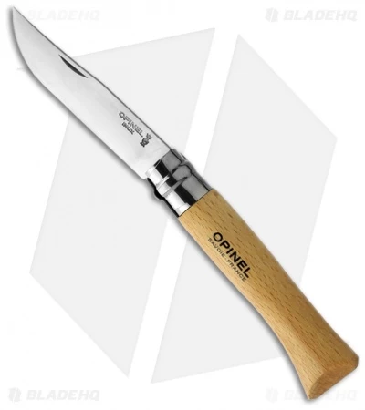 Opinel Knives No. 10 Stainless Steel Knife Beech Wood (3.9" Satin) #10 3 Opinel Knives No. 10 Stainless Steel Knife Beech Wood (3.9" Satin) #10