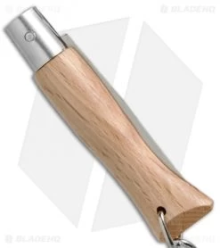 Opinel No. 4 Stainless Steel Knife Beechwood (2" Satin) #4 SS -Knives Shop Opinel No.4 SS Beechwood OP00081 BHQ 20492 jr side