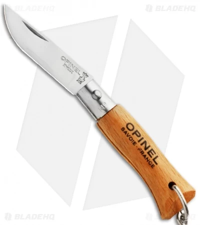 Opinel No. 2 Folding Knife Keychain Beechwood (1.25" Satin) #2 2 Opinel No. 2 Folding Knife Keychain Beechwood (1.25" Satin) #2