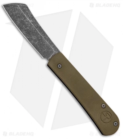 Serge Panchenko Custom Slip-Joint Cleaver Black/Green G-10 (2.6" Stonewash) 3 Serge Panchenko Custom Slip-Joint Cleaver Black/Green G-10 (2.6" Stonewash)