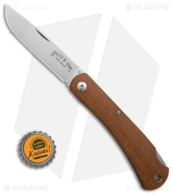 Smith & Sons Mudbug Lock Back Knife Natural Burlap Micarta (3.6" Satin) -Knives Shop Smith Sons Mudbug Lock Back Knife Natural Burlap Micarta 3in Satin BHQ 181581 td size