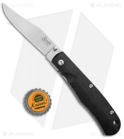 Smith & Sons Cypress Trapper Liner Lock Knife Black G-10 (3.38" Stonewash) -Knives Shop Smith and Sons Cypress Trapper LL Black G 10 SW BHQ 96112 jr bottlecap
