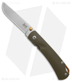 Smith & Sons OX Liner Lock Knife OD Green G-10/Gold Accents (3" Stonewash D2)