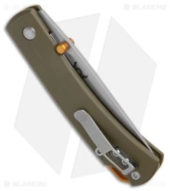 Smith & Sons OX Liner Lock Knife OD Green G-10/Gold Accents (3" Stonewash D2) -Knives Shop Smith and Sons OX LL OD Green G 10 Gold Accents SW BHQ 175044 jr side