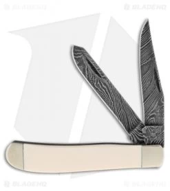 Bear & Son Damascus Mini Trapper Mastodon Ivory Pocket Knife (2.75" Damascus)