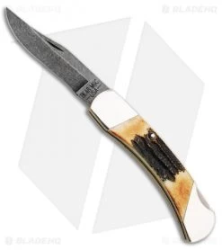 Bear And Son Folding Hunter Stag Lock Back Knife (3.75" Damascus)