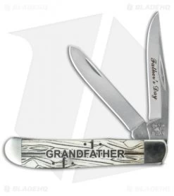 Bear & Son Cutlery 2015 Grandfather's Mini Trapper 3.5" Smooth White Bone D-2015