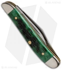 Case Pocket Worn Peanut Knife 2.875" Bermuda Green Bone (6220 SS) 09726 -Knives Shop case knives peanut bur green 6220 ss side