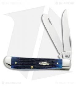 Case Mini Trapper Knife 3.5" Deep-Sea Jigged Blue Bone (6207 SS) 02838