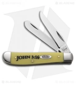 Case Mini Trapper Knife 3.5" Yellow Synthetic "John 3:16" (3207 SS) 8850