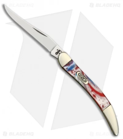 Case Small Texas Toothpick 3.00" Red White And Blue Swirl Corelon 910096STAR 3 Case Small Texas Toothpick 3.00" Red White And Blue Swirl Corelon 910096STAR