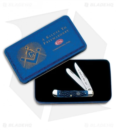Case Trapper Knife 4.125" Blue Bone Masonic (6254 SS) 1058 3 Case Trapper Knife 4.125" Blue Bone Masonic (6254 SS) 1058