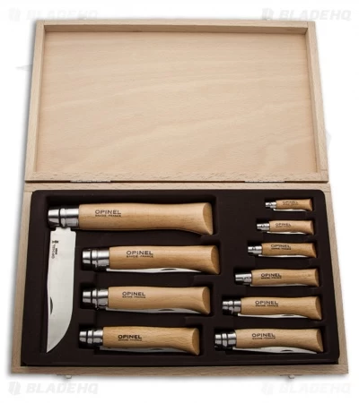 Opinel Knives Stainless Steel Folding Knife Beechwood Handles (Set Of 10) 3 Opinel Knives Stainless Steel Folding Knife Beechwood Handles (Set Of 10)