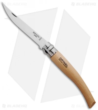 Opinel Knives No 8 Slim Stainless Steel Folding Knife Beechwood (3.12" Satin) #8 3 Opinel Knives No 8 Slim Stainless Steel Folding Knife Beechwood (3.12" Satin) #8