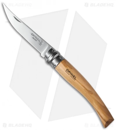 Opinel Knives No 8 Slim Stainless Steel Folding Knife Olive Wood (3.12" Satin) # 3 Opinel Knives No 8 Slim Stainless Steel Folding Knife Olive Wood (3.12" Satin) #