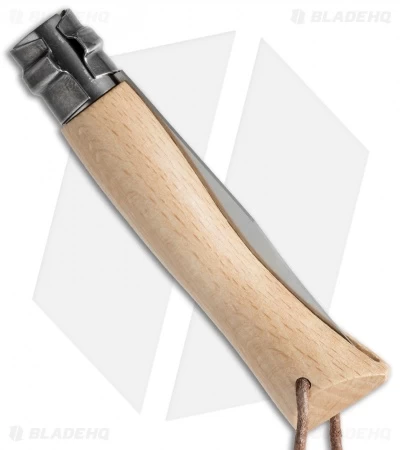 Opinel Knives No 7 Stainless Steel Knife Beech Wood + Leather Lanyard (3" Satin) 4 Opinel Knives No 7 Stainless Steel Knife Beech Wood + Leather Lanyard (3" Satin) - Image 2