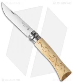 Opinel No. 7 Nature "Wave" Stainless Steel Knife Beech Wood (3" Satin)